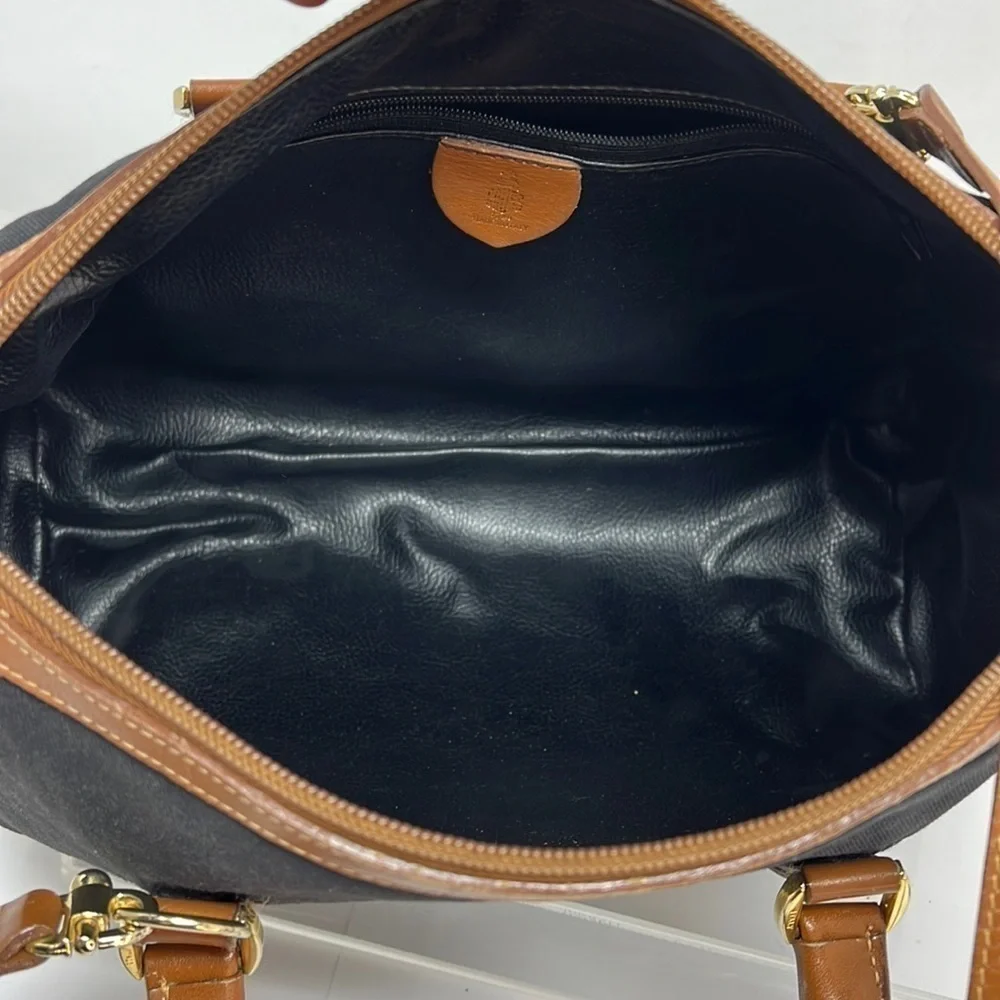 Mark Cross Boston Bag Double Handle Canvas and Leather Crossbody Zip Top